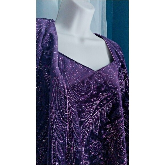 Vintage R&M Richards Metallic Sparkle Glitter Jacket Top Dark Purple Sz 12P - Picture 1 of 7